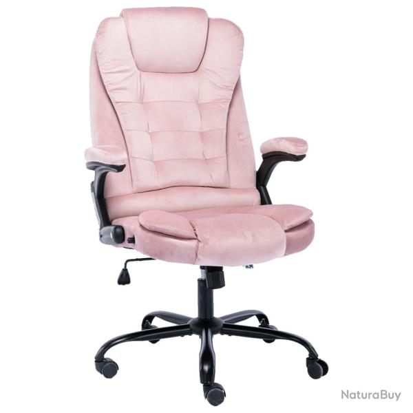 Chaise fauteuil si�ge de bureau informatique �tude Rosevelours rose 02_0024058