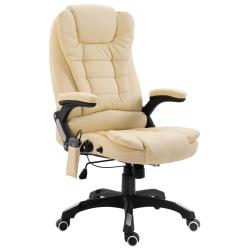 Chaise fauteuil si&egrave;ge de bureau informatique &eacute;tude de massage similicuir cr&egrave;me 02_0024007