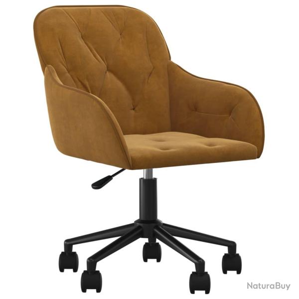 Chaise fauteuil si�ge pivotante de bureau informatique �tude velours brun 02_0024147