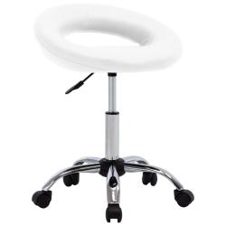 Chaise de bureau fauteuil si&egrave;ge de travail roulante similicuir blanc 02_0024075