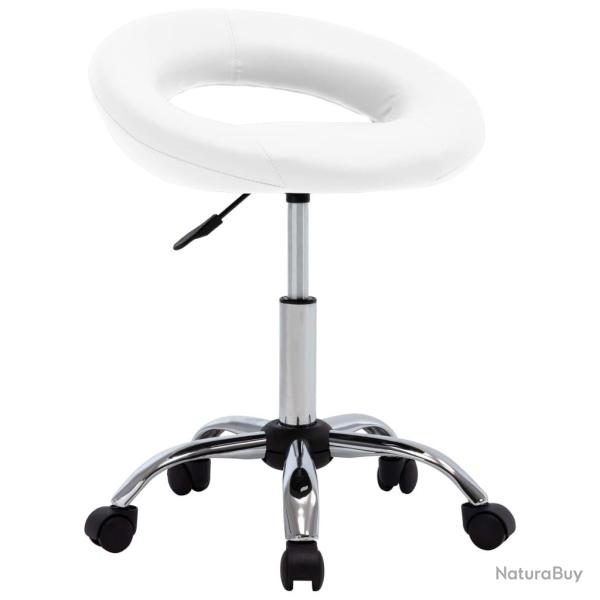 Chaise de bureau fauteuil si�ge de travail roulante similicuir blanc 02_0024075