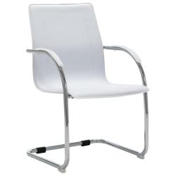 Chaise fauteuil si&egrave;ge de bureau informatique &eacute;tude cantilever similicuir blanc 02_0023989