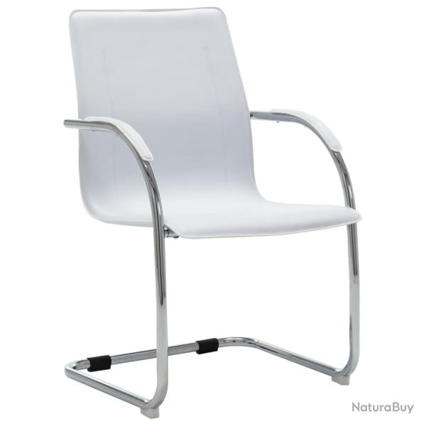 Chaise fauteuil si�ge de bureau informatique �tude cantilever similicuir blanc 02_0023989