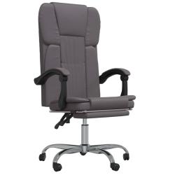 Chaise fauteuil si&egrave;ge pivotante de inclinable de bureau informatique &eacute;tude similicuir gris 02_00242
