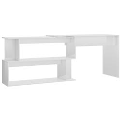 Bureau table poste de travail meuble d'ordinateur informatique &eacute;tude d'angle brillant 200 x 50 x 76
