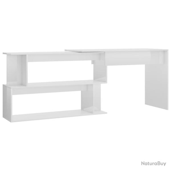Bureau table poste de travail meuble d'ordinateur informatique �tude d'angle brillant 200 x 50 x 76