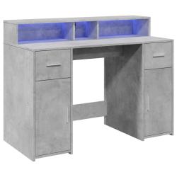 Bureau table poste de travail meuble d'ordinateur informatique &eacute;tude et lumi&egrave;res LED 120 x 55 x 91c