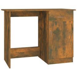 Bureau table poste de travail meuble d'ordinateur informatique &eacute;tude ch&ecirc;ne fum&eacute; 100 x 50 x 76 cm bo