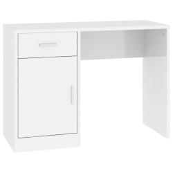 Bureau table poste de travail meuble d'ordinateur informatique &eacute;tude avec tiroir et armoire brillan