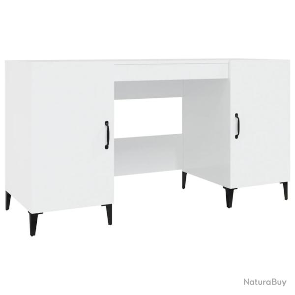 Bureau table poste de travail meuble d'ordinateur informatique �tude brillant 140 x 50 x 75 cm bois
