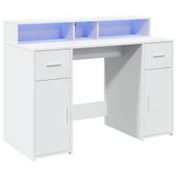 Bureau table poste de travail meuble d'ordinateur informatique &eacute;tude avec lumi&egrave;res LED 120 x 55 x 9