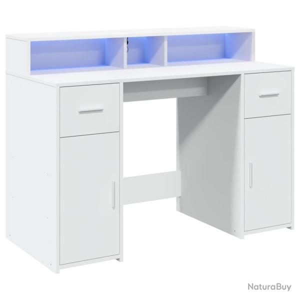 Bureau table poste de travail meuble d'ordinateur informatique �tude avec lumi�res LED 120 x 55 x 9