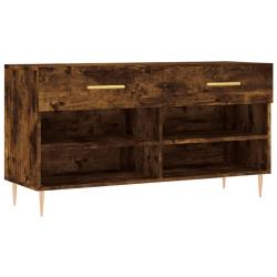 Banc &agrave; chaussures bottes commode &eacute;tag&egrave;re meuble entr&eacute;e rangement 102 x 35 x 55 cm bois d'ing&eacute;nierie