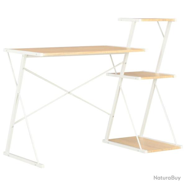 Bureau table poste de travail meuble d'ordinateur informatique �tude avec �tag�re et ch�ne 116 x 50