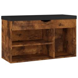 Banc &agrave; chaussures bottes commode &eacute;tag&egrave;re meuble entr&eacute;e rangement avec coussin bois d'ing&eacute;nierie mar