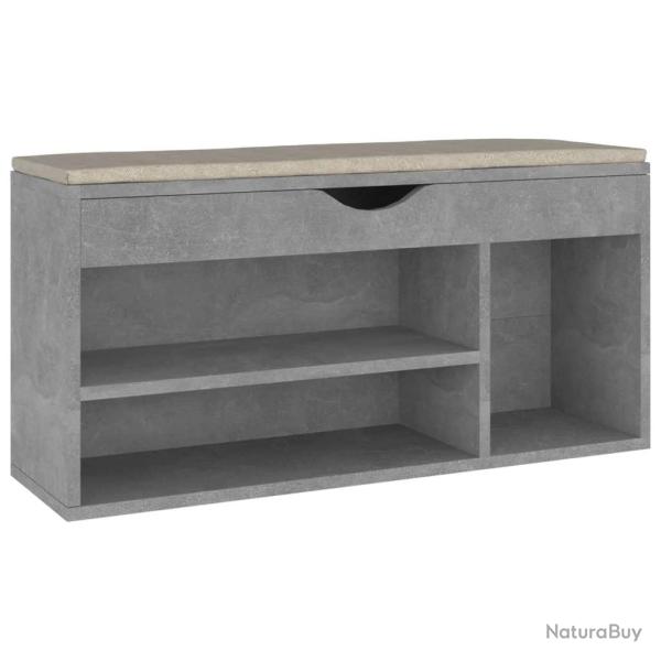 Banc � chaussures bottes commode �tag�re meuble entr�e rangement avec coussin bois d'ing�nierie gri