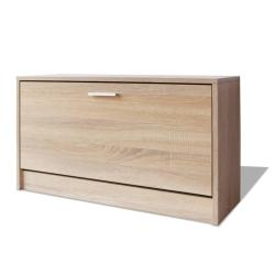 Banc &agrave; chaussures bottes commode &eacute;tag&egrave;re meuble entr&eacute;e rangement 80 x 24 x 45 cm Ch&ecirc;ne marron 02_00