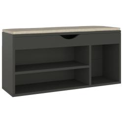 Banc &agrave; chaussures bottes commode &eacute;tag&egrave;re meuble entr&eacute;e rangement et coussin 104 x 30 x 49cm bois d'