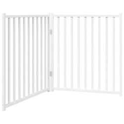 Barri&egrave;re de s&eacute;curit&eacute; pour chien animaux de compagnie pliable 2 panneaux 160 cm bois sapin massif bl