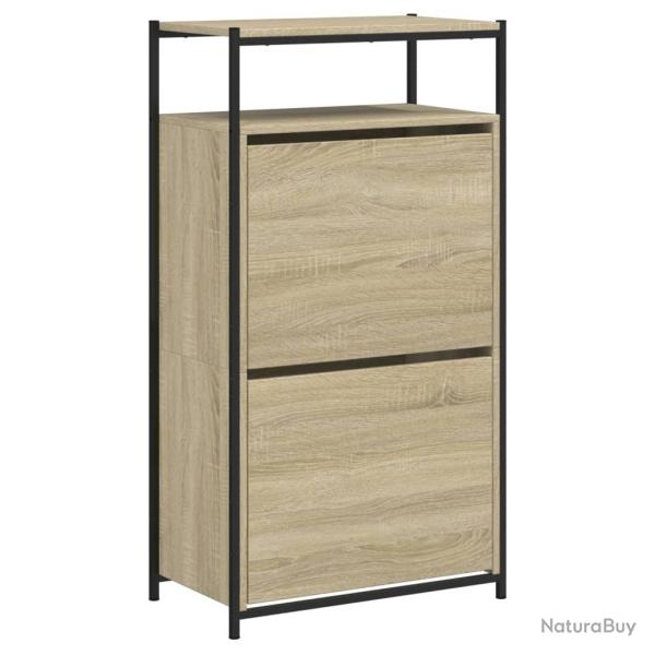 Armoire � chaussures range chaussures rangement meuble entr�e couloir salon sonoma 60 x 34 x 112 cm
