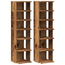Armoires &agrave; chaussures range chaussures rangement meuble entr&eacute;e couloir salon lot de 2 vieux bois bo