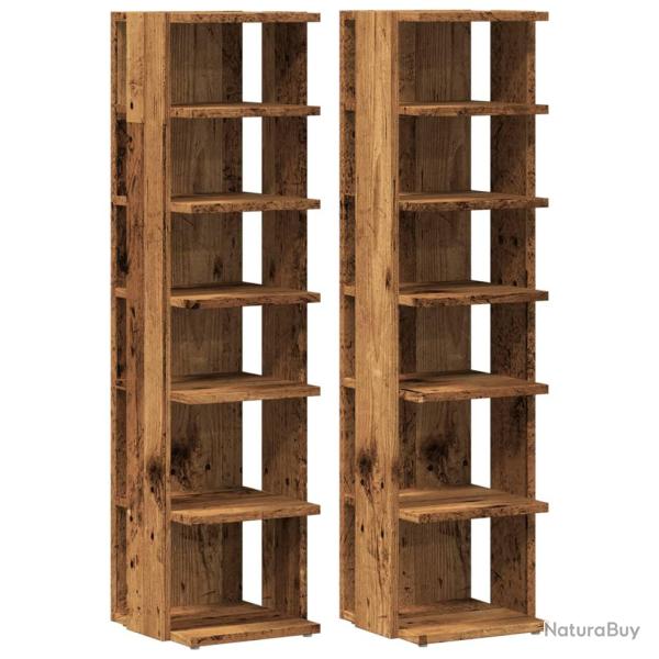 Armoires � chaussures range chaussures rangement meuble entr�e couloir salon lot de 2 vieux bois bo
