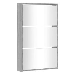 Armoire &agrave; chaussures range chaussures rangement meuble entr&eacute;e couloir salon miroir 3 niveau x sonom
