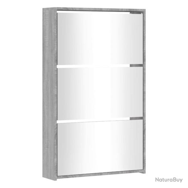 Armoire � chaussures range chaussures rangement meuble entr�e couloir salon miroir 3 niveau x sonom