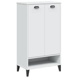 Armoire &agrave; chaussures range chaussures rangement meuble entr&eacute;e couloir salon bois d'ing&eacute;nierie blanc