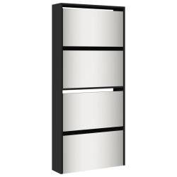 Armoire &agrave; chaussures range chaussures rangement meuble entr&eacute;e couloir salon avec miroir &agrave; 4 niveau