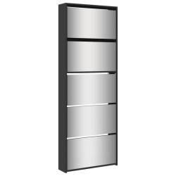 Armoire &agrave; chaussures range chaussures rangement meuble entr&eacute;e couloir salon avec miroir 5 niveau x
