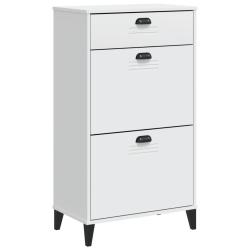 Armoire &agrave; chaussures range chaussures rangement meuble entr&eacute;e couloir salon bois d'ing&eacute;nierie blanc