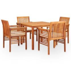 Mobilier &agrave; d&icirc;ner d'ext&eacute;rieur 5 pi&egrave;ces et coussins acacia solide 02_0014657