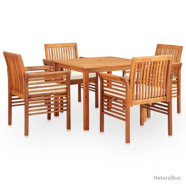 Mobilier � d�ner d'ext�rieur 5 pi�ces et coussins acacia solide 02_0014657