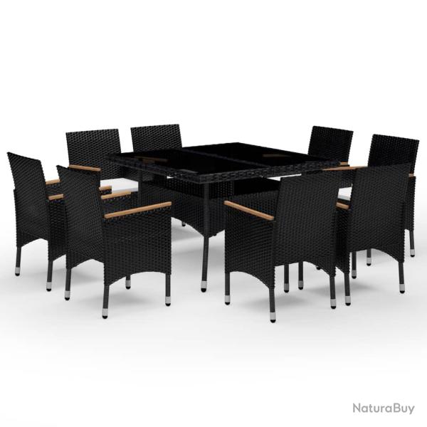 Ensemble � d�ner salon de jardin meuble d'ext�rieur 9 pi�ces r�sine tress�e et acacia noir 02_00144