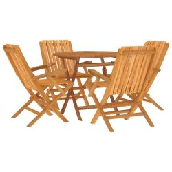 Ensemble &agrave; d&icirc;ner salon de jardin meuble d'ext&eacute;rieur 5 pi&egrave;ces bois de teck massif 02_0014304