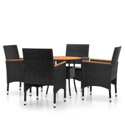 Mobilier de salle &agrave; manger de jardin 5 pi&egrave;ces r&eacute;sine tress&eacute;e noir 02_0014595