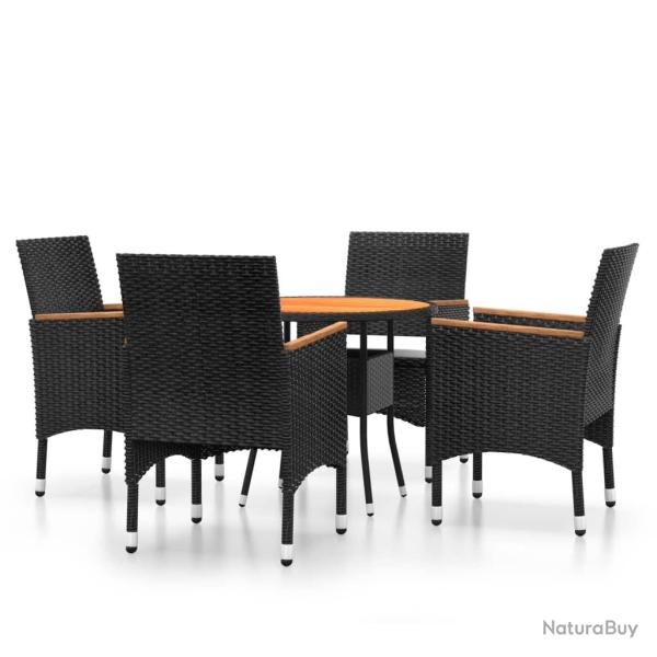 Mobilier de salle � manger de jardin 5 pi�ces r�sine tress�e noir 02_0014595