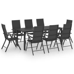 Ensemble de salle &agrave; manger de jardin meuble ext&eacute;rieur 9 pi&egrave;ces noir 02_0014122
