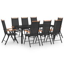 Ensemble de salle &agrave; manger de jardin meuble ext&eacute;rieur 9 pi&egrave;ces aluminium noir 02_0014063
