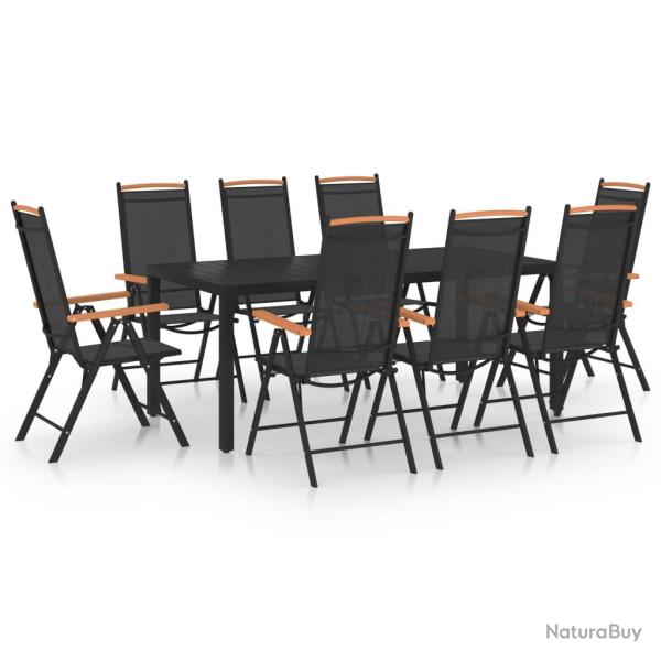 Ensemble de salle � manger de jardin meuble ext�rieur 9 pi�ces aluminium noir 02_0014063