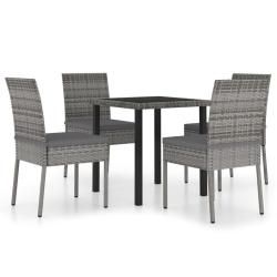 Ensemble de salle &agrave; manger de jardin meuble ext&eacute;rieur 5 pi&egrave;ces r&eacute;sine tress&eacute;e gris 02_0013907