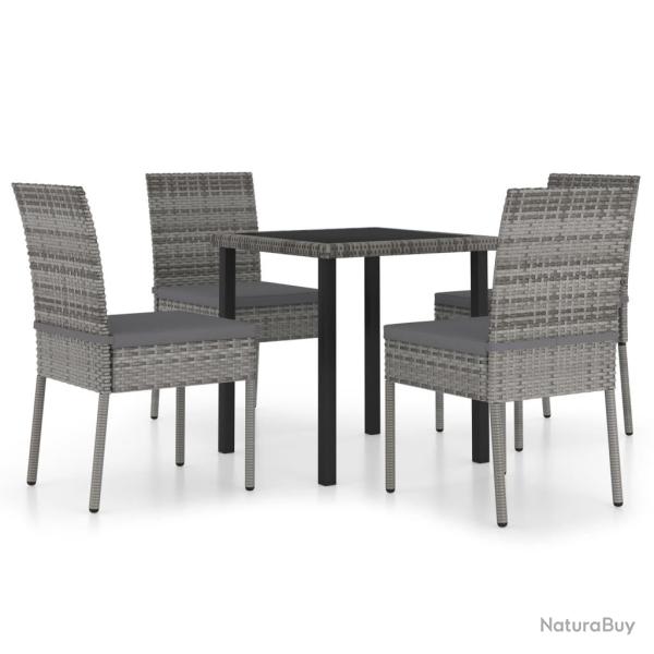Ensemble de salle � manger de jardin meuble ext�rieur 5 pi�ces r�sine tress�e gris 02_0013907
