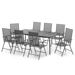 Ensemble de salle &agrave; manger de jardin meuble ext&eacute;rieur 9 pi&egrave;ces anthracite acier 02_0014066