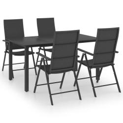 Ensemble de salle &agrave; manger de jardin meuble ext&eacute;rieur 5 pi&egrave;ces noir 02_0013838
