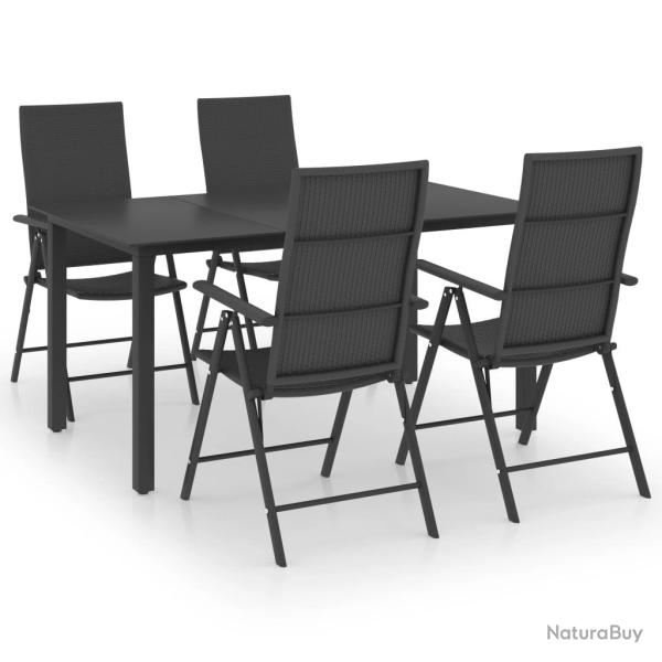 Ensemble de salle � manger de jardin meuble ext�rieur 5 pi�ces noir 02_0013838