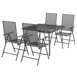 Ensemble de salle &agrave; manger de jardin meuble ext&eacute;rieur 5 pi&egrave;ces anthracite acier 02_0013710