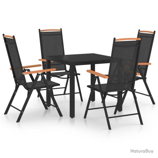 Ensemble de salle � manger de jardin meuble ext�rieur 5 pi�ces aluminium noir 02_0013700