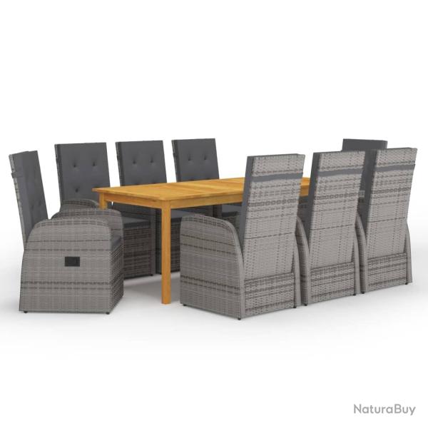 Ensemble de salle � manger de jardin meuble ext�rieur 9 pi�ces gris 02_0014091