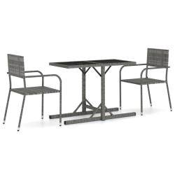 Ensemble de salle &agrave; manger de jardin meuble ext&eacute;rieur 3 pi&egrave;ces gris 02_0013622